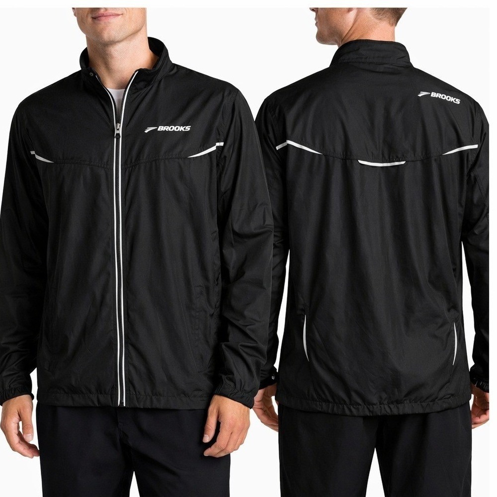 Brooks Jacket Mens‎ Large L Shelter Technology Running Black Full Zip Reflective